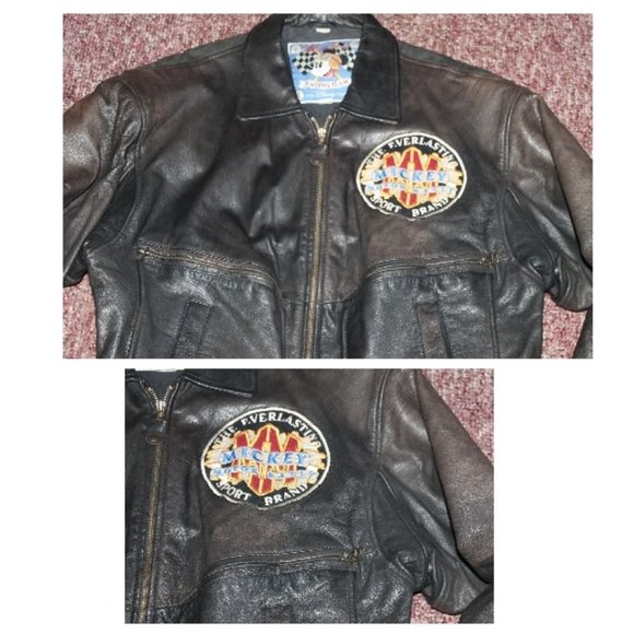 New Mickey Mouse Leather Bomber Biker Jacket - Picture 11 of 16